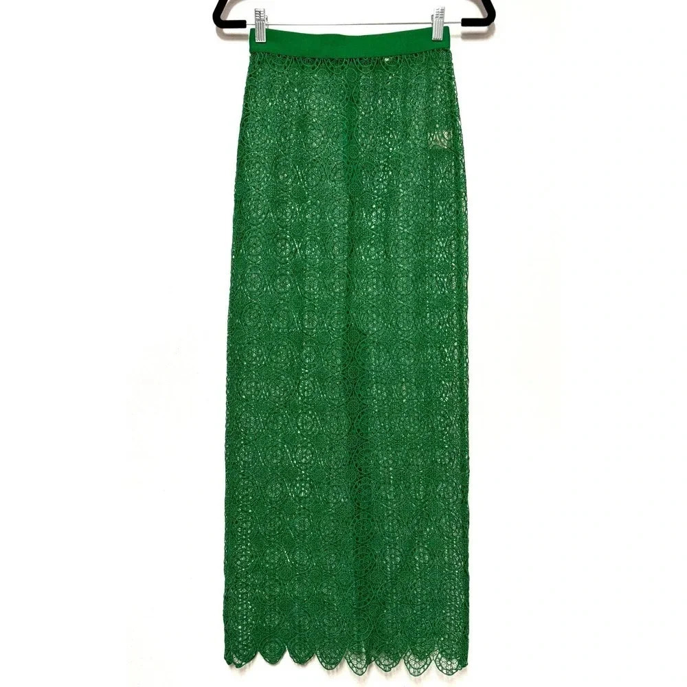 NWOT Ronny Kobo Otto Eyelet Lace Midi Skirt - Lace Scalloped Sheer Cocktail - Picture 4 of 10